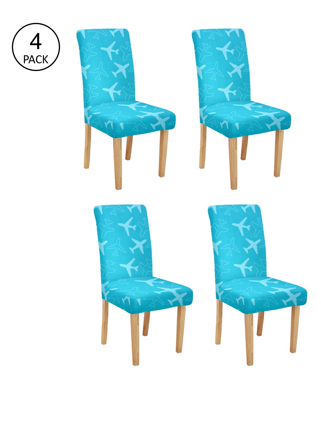 

Cortina Set Of 4 Blue Printed Chair Covers