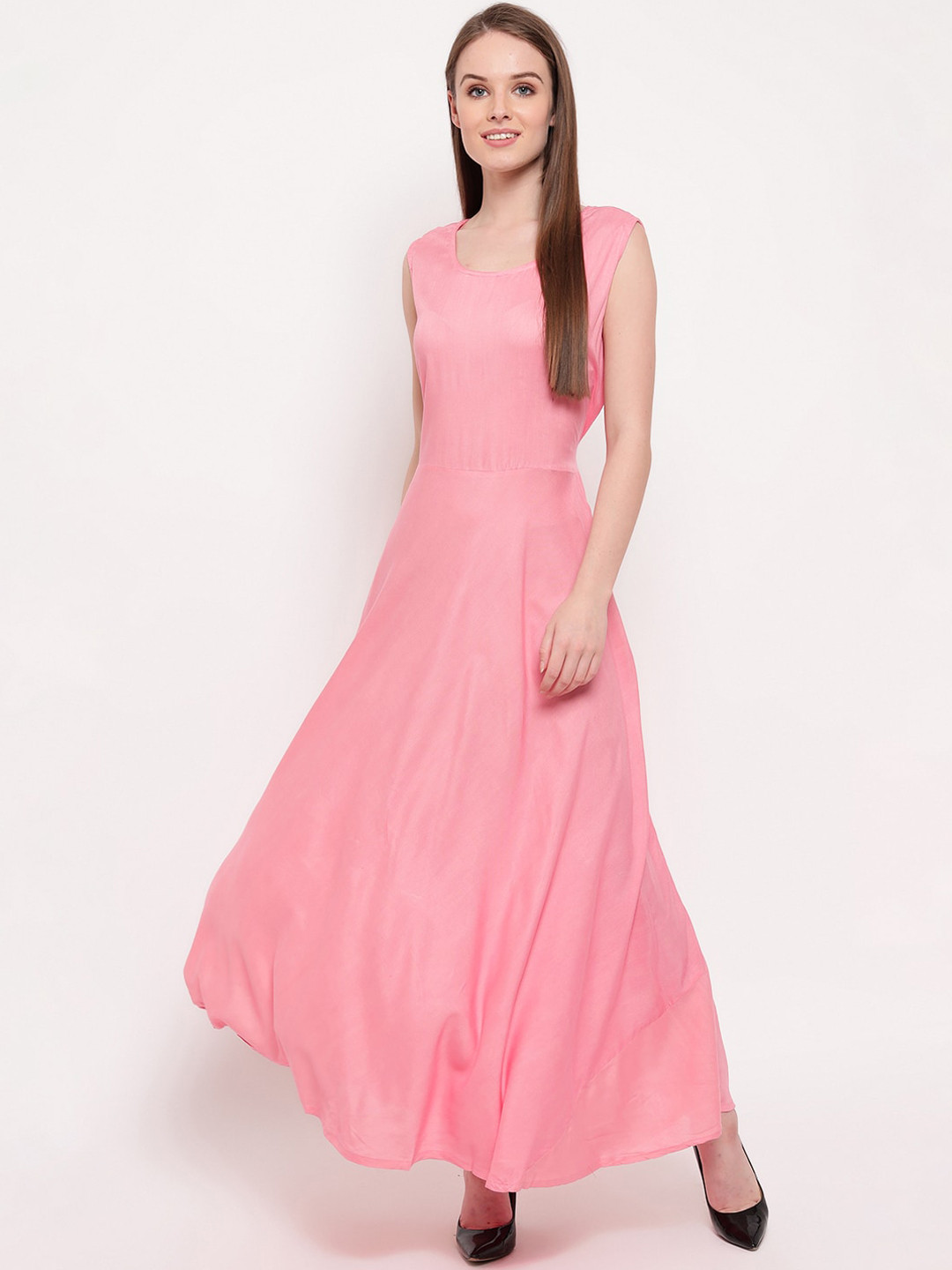 

Aawari Pink Solid Maxi Dress