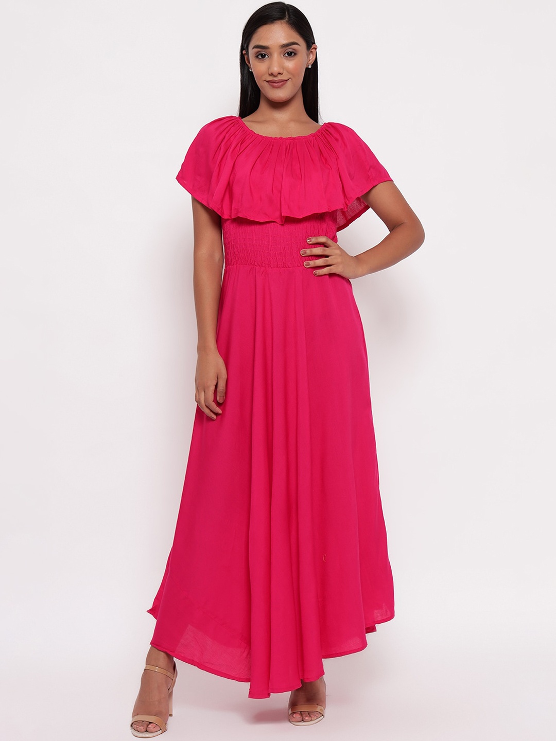 

Aawari Pink Solid Maxi Dress