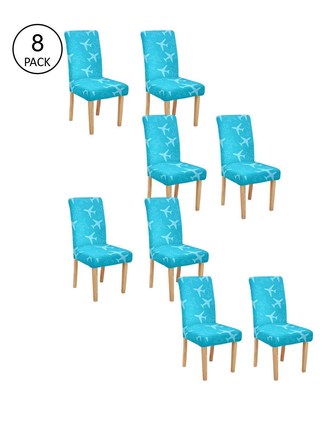 Cortina Set of 8 Blue Printed Chair Covers
