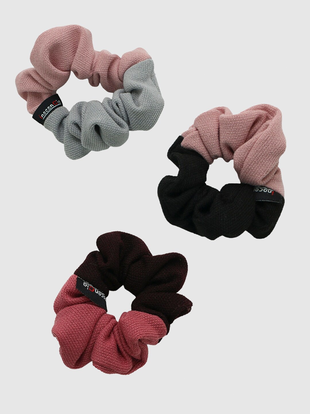 

inocenCia Women Pink & Black Set of 3 Ponytail Holders