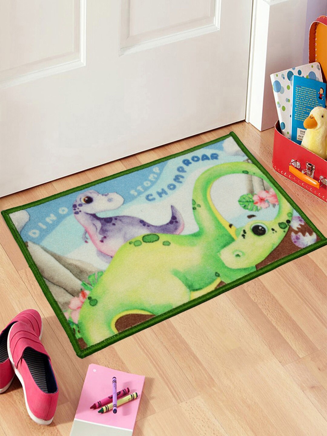 

Saral Home Kids Green & Blue Cartoon Characters Printed Anti-Skid Floor Mat