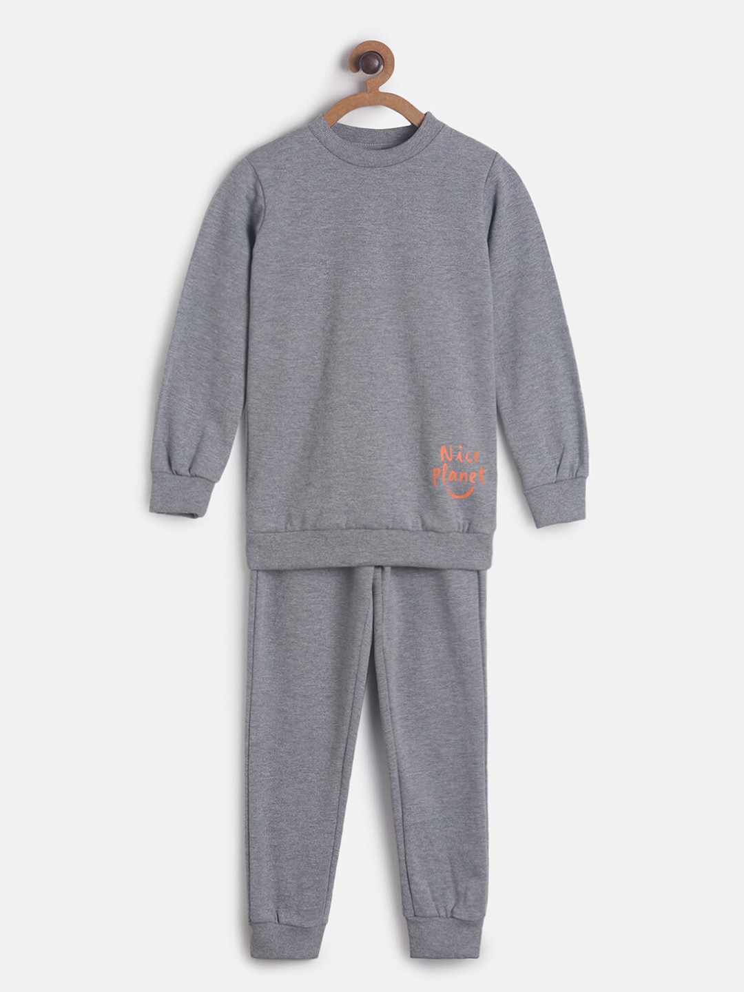 

TALES & STORIES Boys Grey Solid T-shirt with Pyjamas
