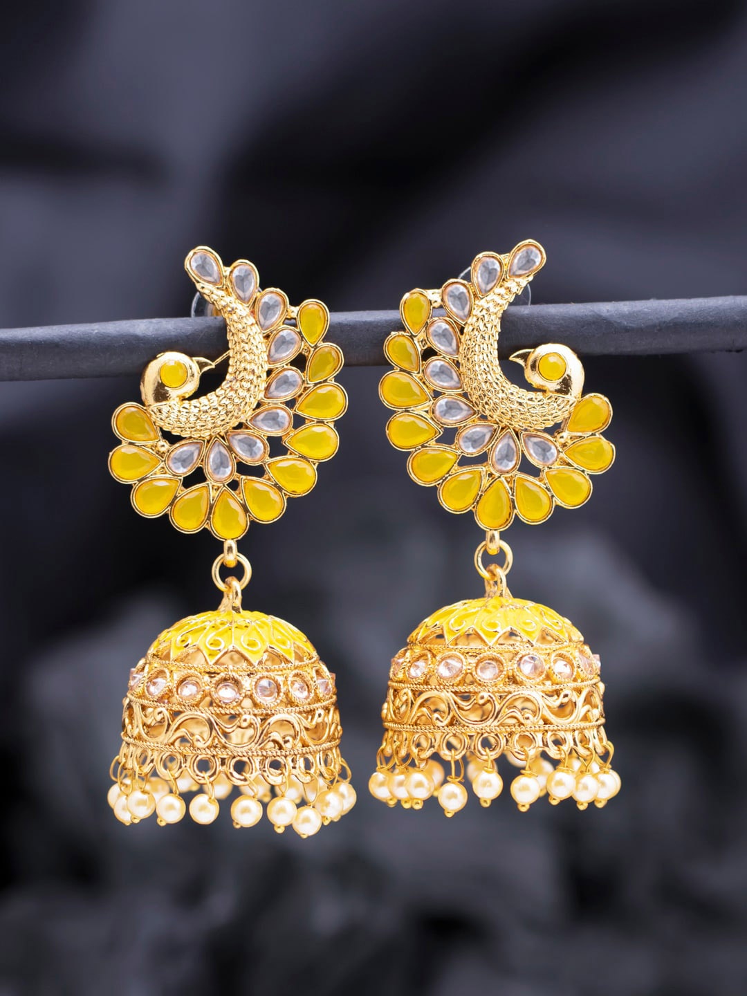 

Sukkhi Yellow Contemporary Jhumkas