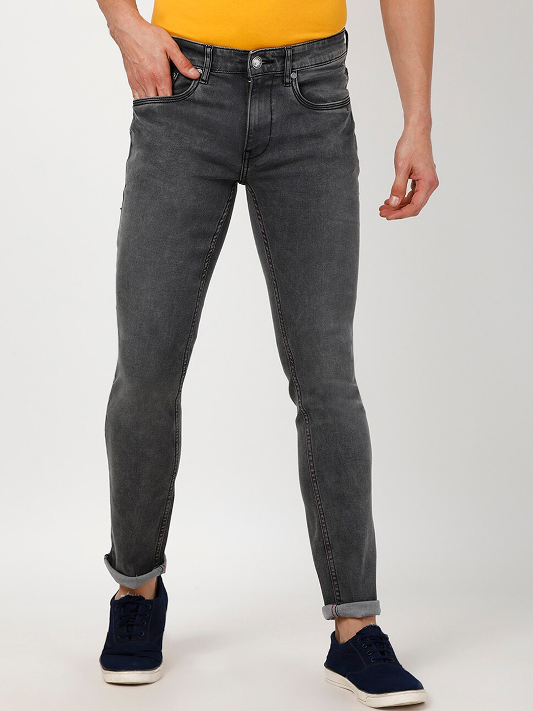 

Llak Jeans Men Grey Skinny Fit Heavy Fade Jeans
