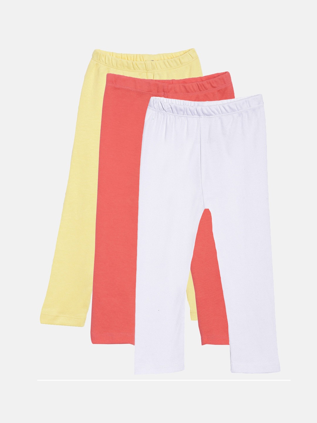 

Kryptic Girls Pack of 3 Pure Cotton Solid Ankle-Length Leggings, Yellow