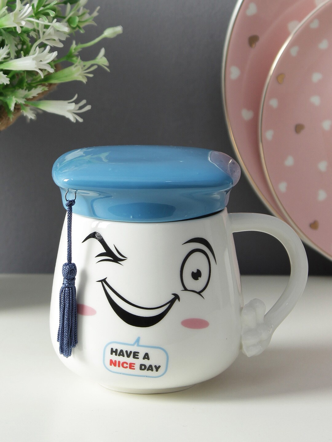 

A Vintage Affair- Home Decor Blue & White Graduation Cap Printed Ceramic Mug 250ml