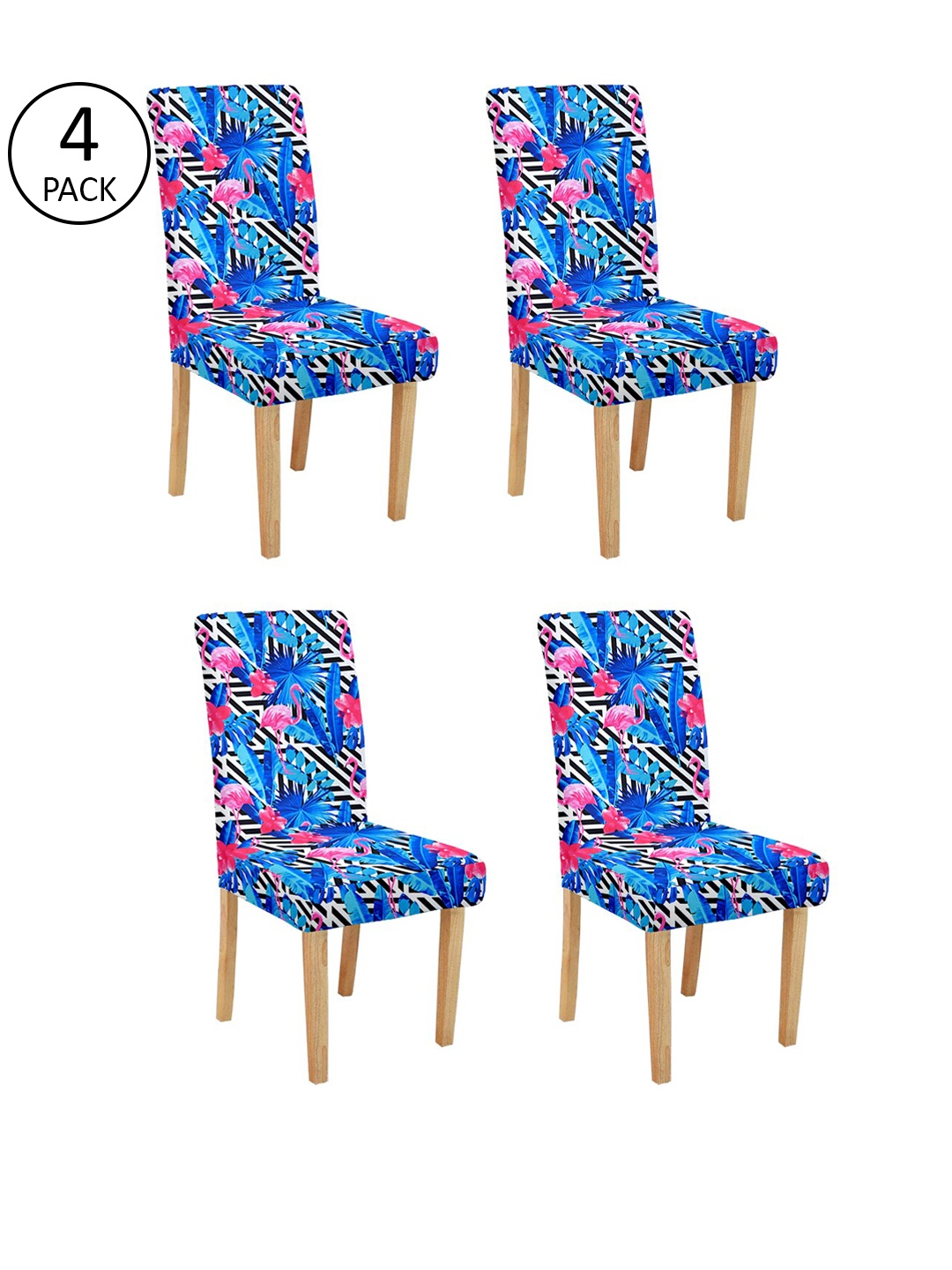 

Cortina Set Of 4 Blue & Pink Printed Chair Covers