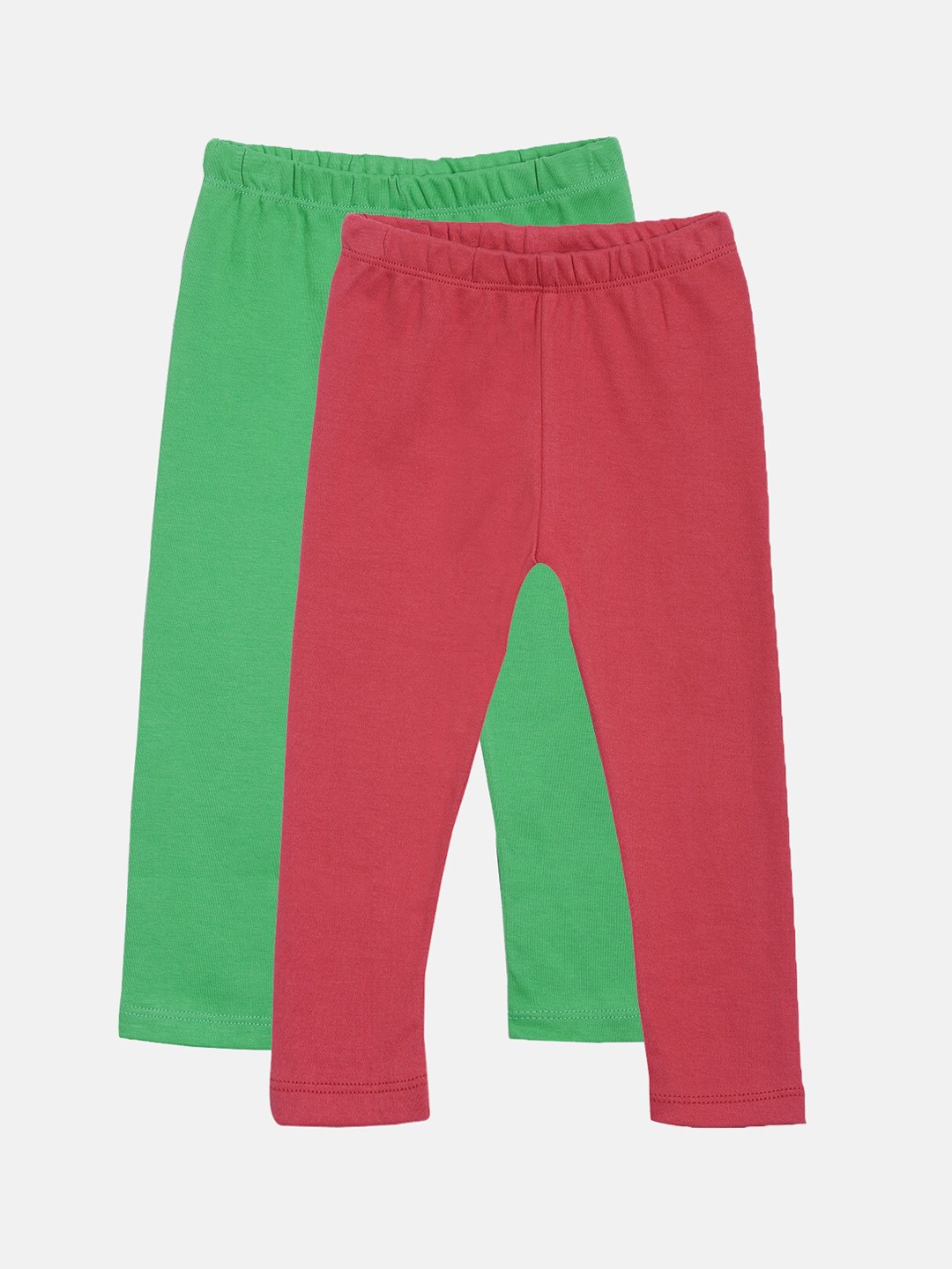 

Kryptic Girls Pack of 2 Solid Pure Cotton Ankle-Length Leggings, Green