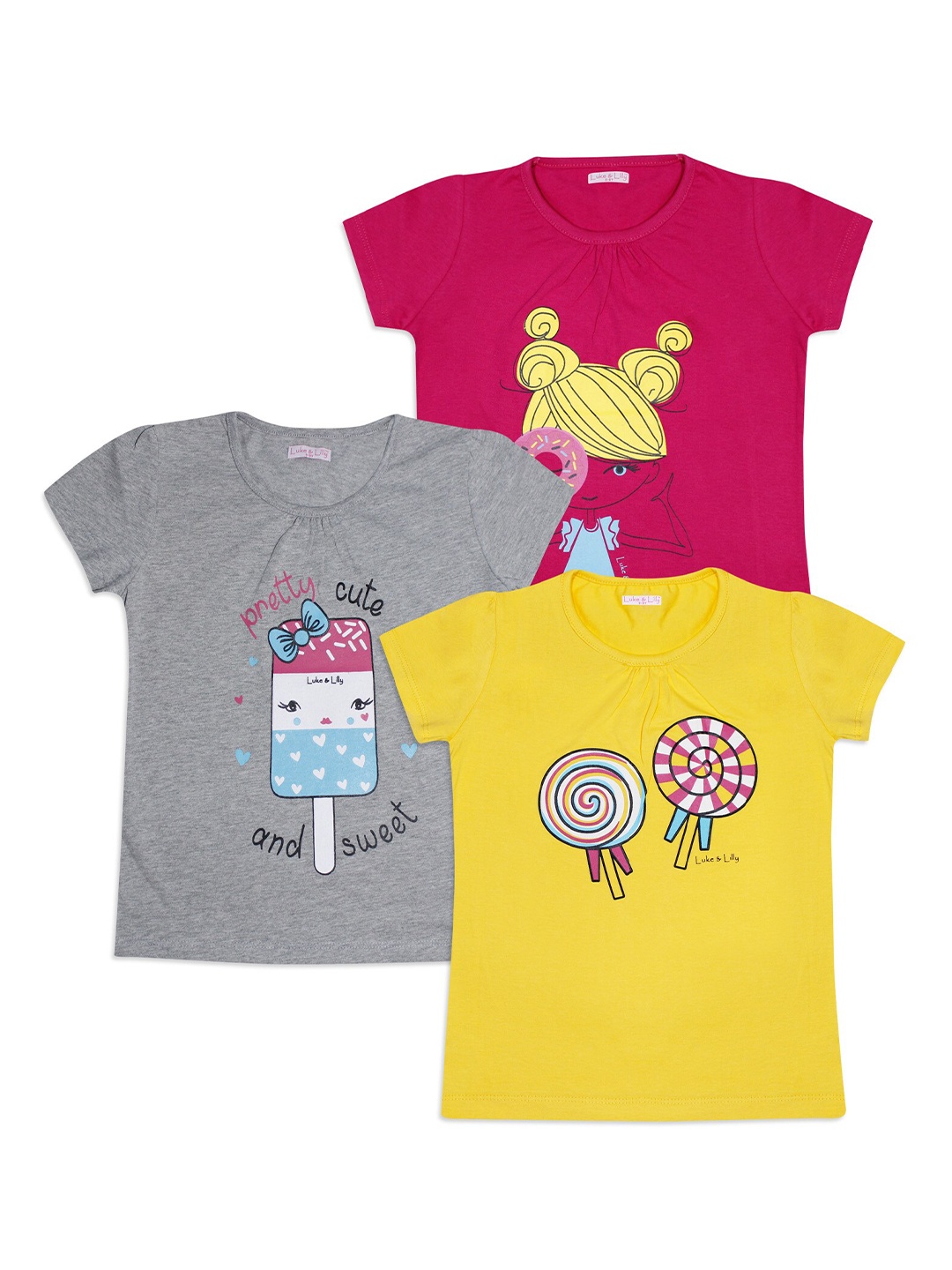 

Luke & Lilly Girls Multicoloured Printed Round Neck T-shirt, Multi