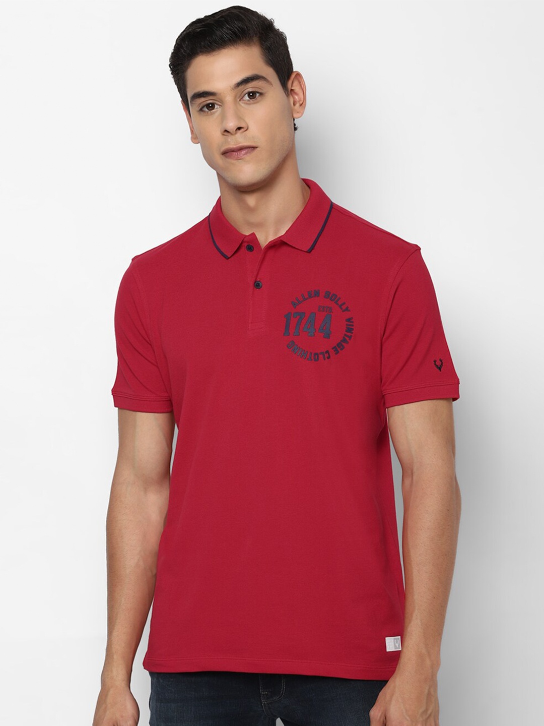

Allen Solly Sport Men Red Printed Polo Collar T-shirt