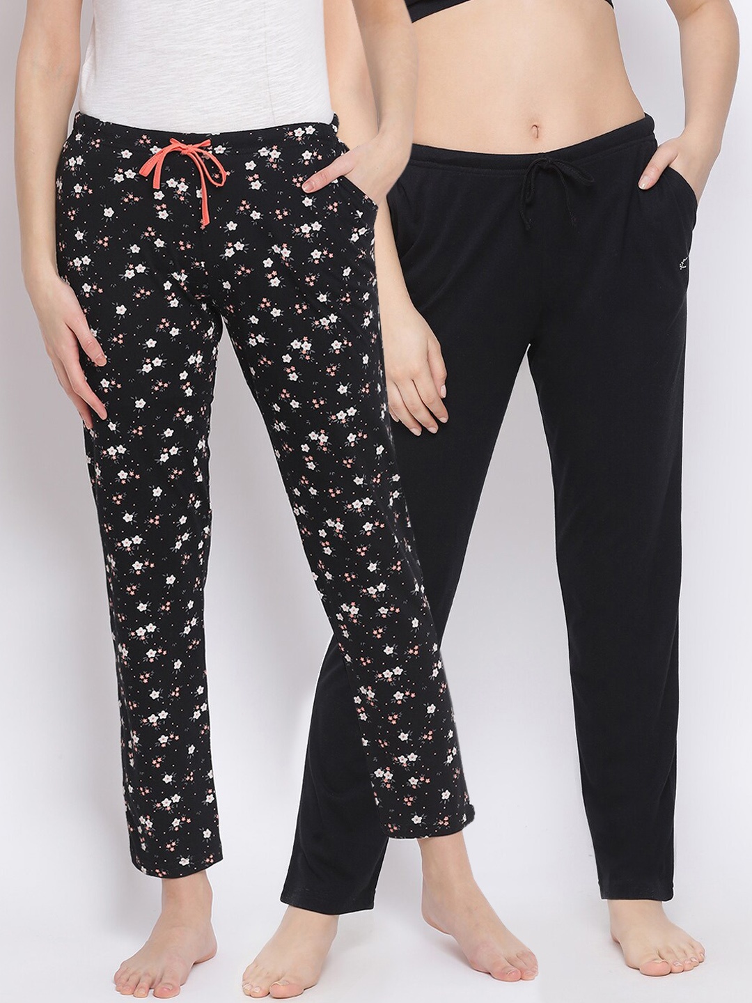 

Kanvin Women Pack Of 2 Pure Cotton Lounge Pants, Black