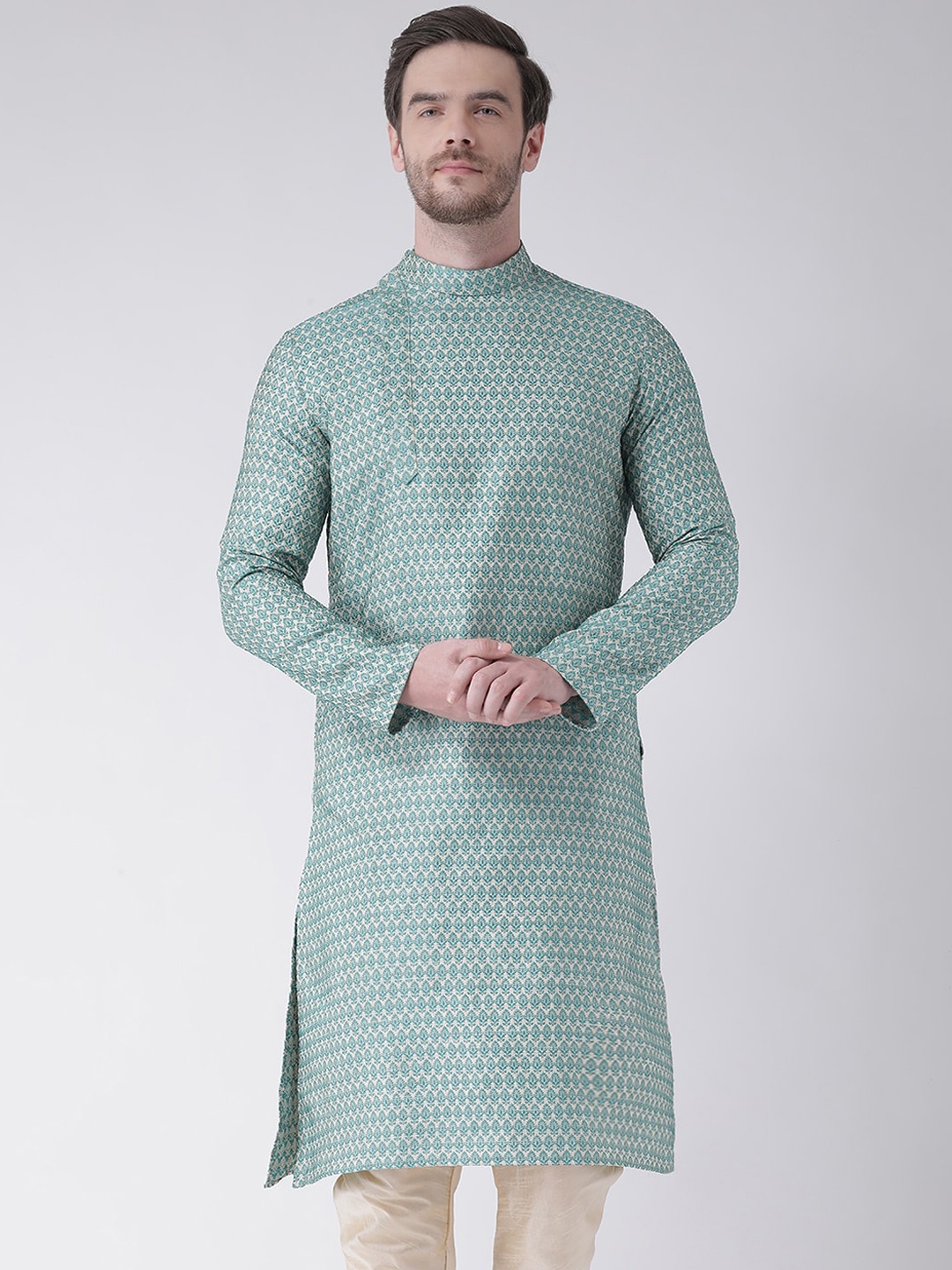 

DEYANN Men Turquoise Blue Kurta