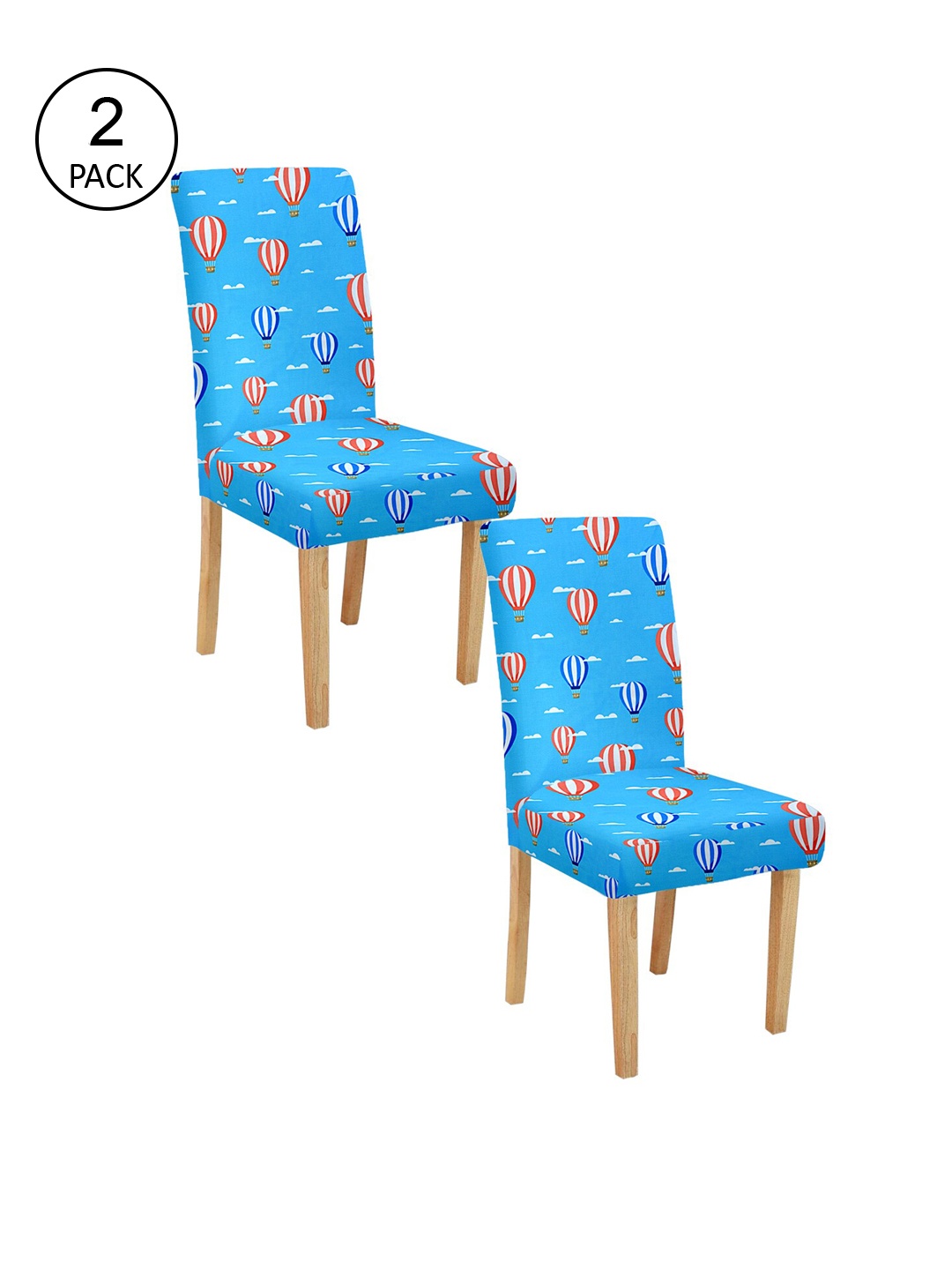 Cortina Set Of 2 Blue & Orange Printed Chair Covers
