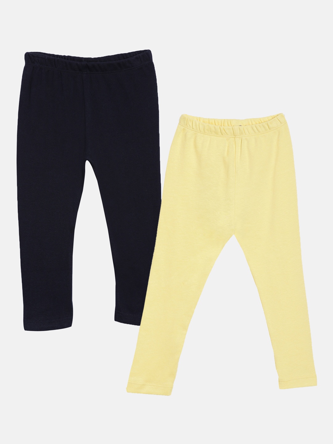 

Kryptic Girls Pack of 2 Solid Pure Cotton Ankle-Length Leggings, Navy blue