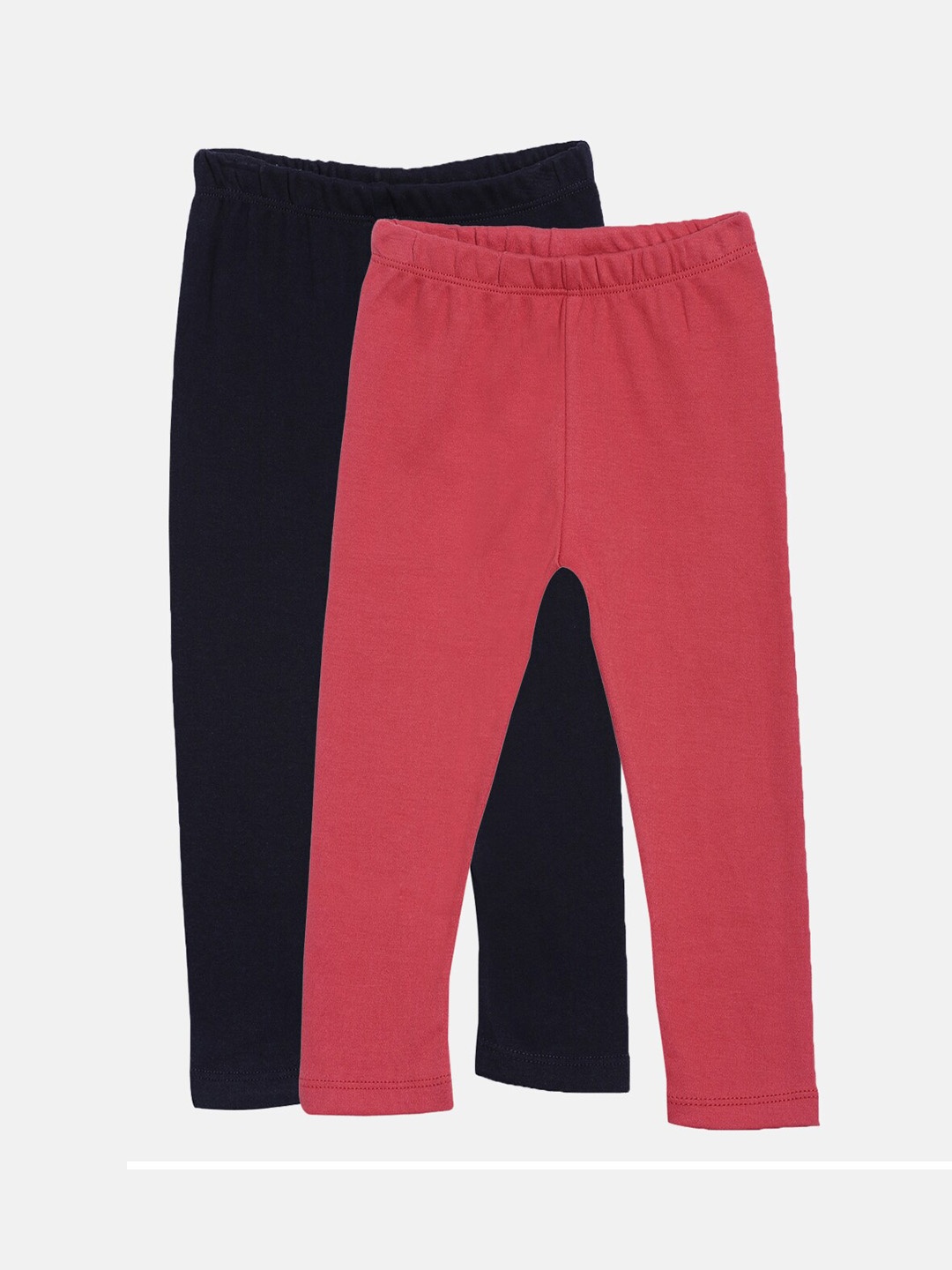 

Kryptic Girls Pack of 2 Solid Pure Cotton Ankle-Length Leggings, Navy blue