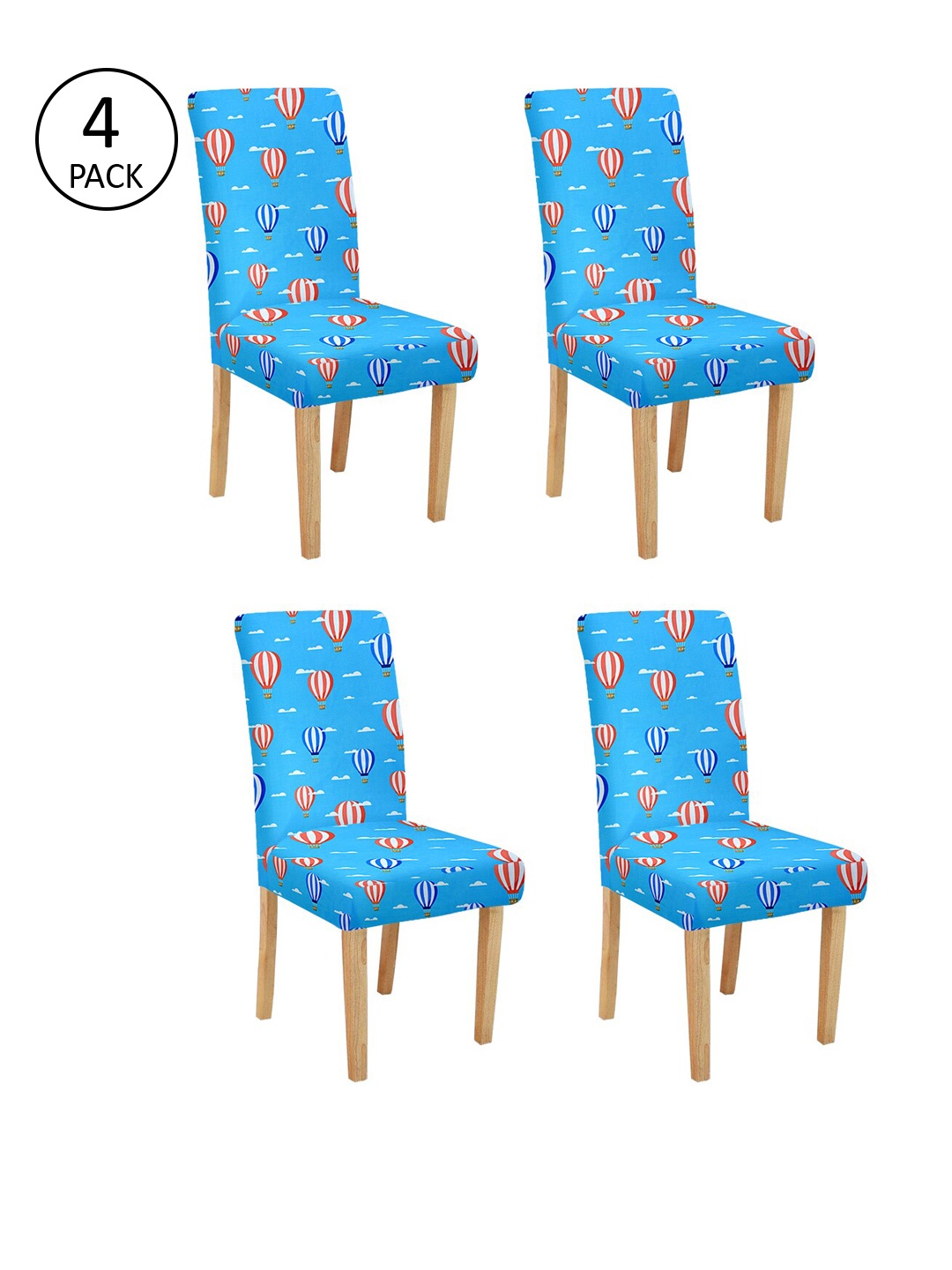 

Cortina Set of 4 Blue & Orange Printed Chair Covers