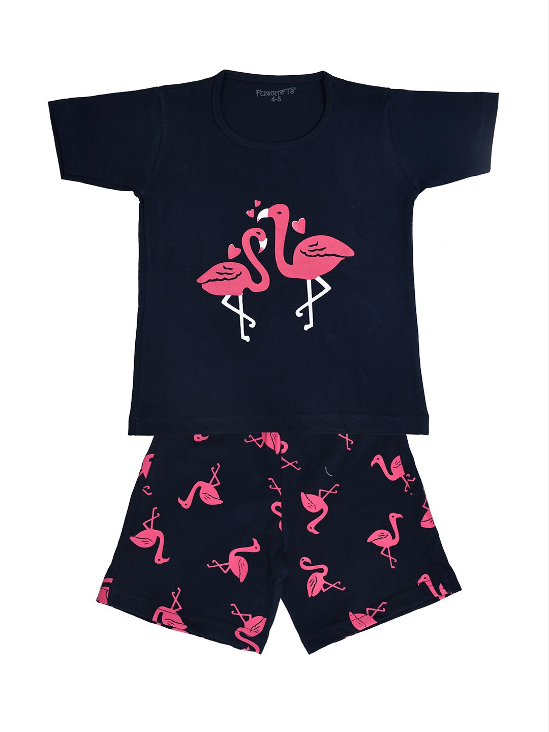 

FUNKRAFTS Girls Navy Blue & Pink Printed Night suit