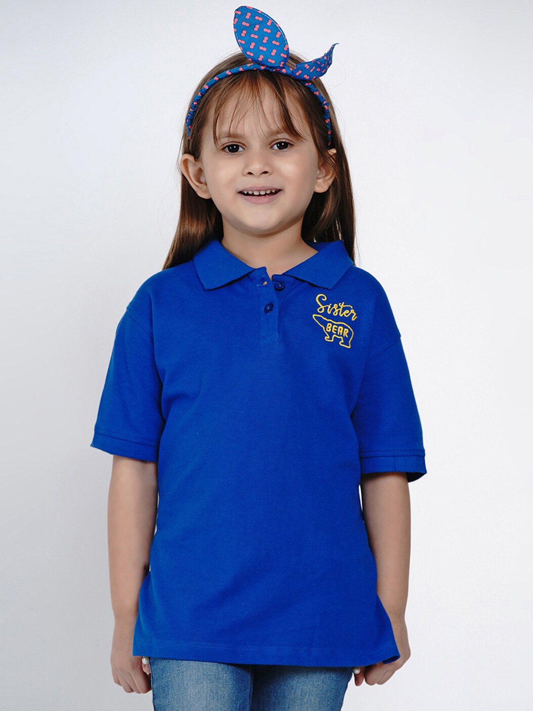 berrytree Unisex Kids Blue Solid Polo Collar T-shirt