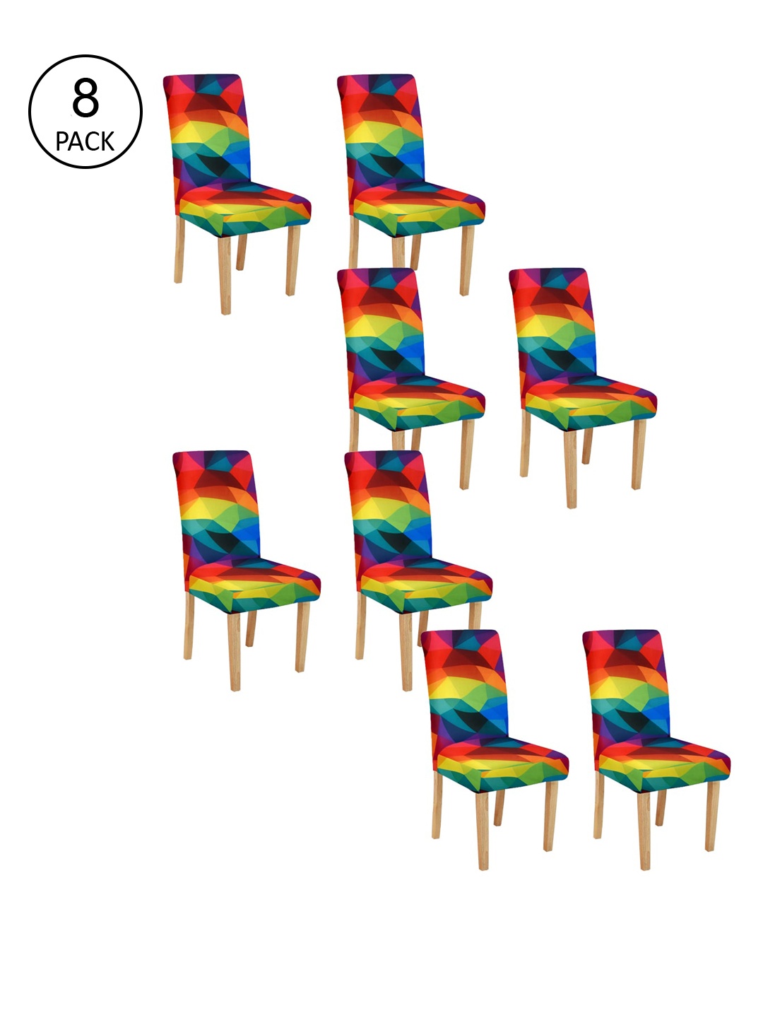 

Cortina Set Of 8 Multicoloured Printed Chair Covers, Multi