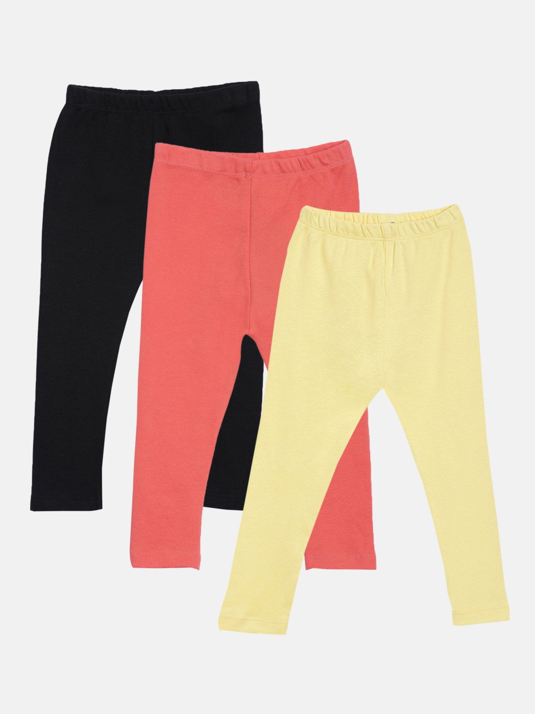 

Kryptic Girls Pack of 3 Pure Cotton Solid Ankle-Length Leggings, Black