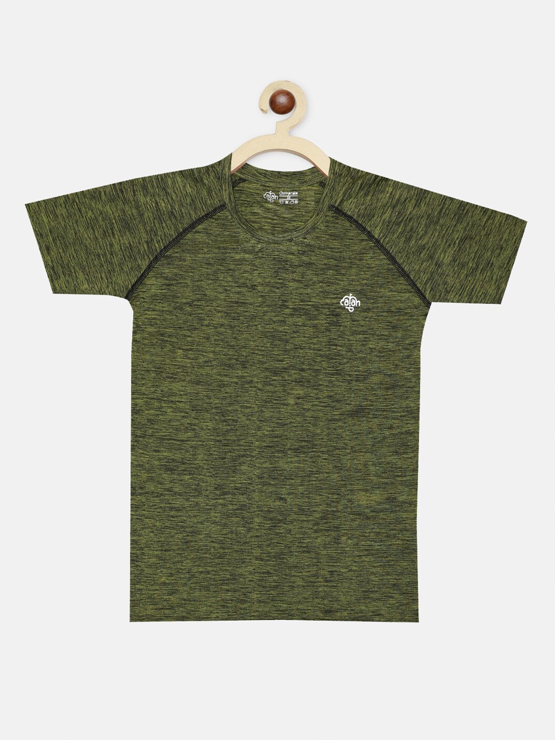 

CHIMPRALA Boys Olive Green Solid Round Neck T-shirt
