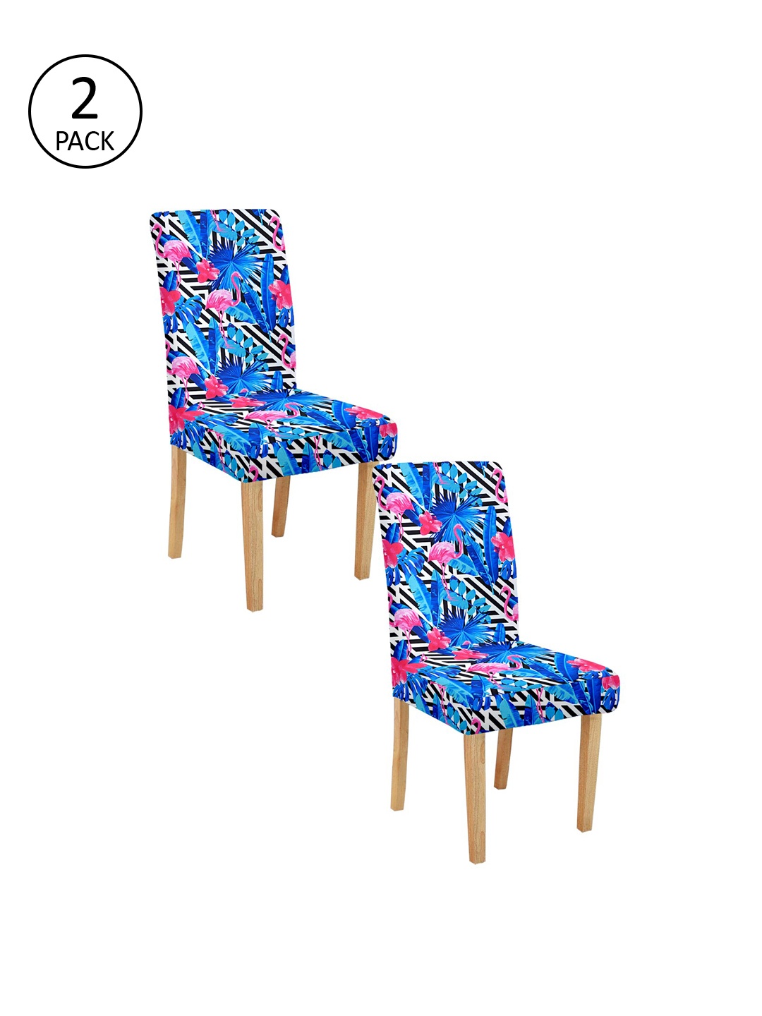 Cortina Set Of 2 Blue & Pink Printed Chair Covers