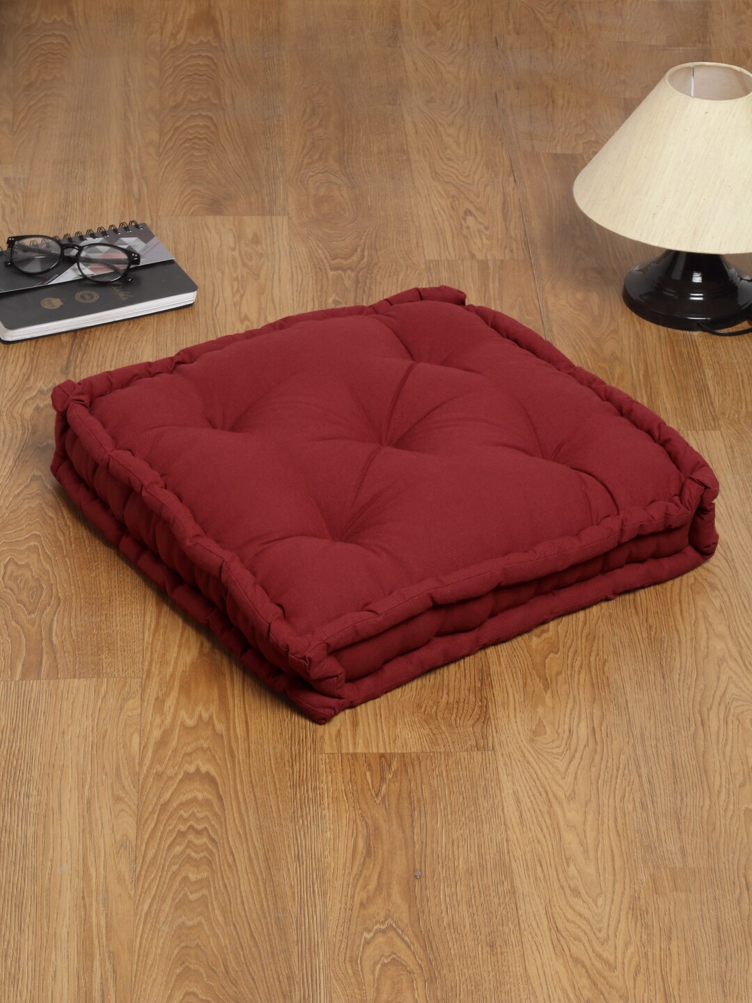 

Rajasthan Decor Maroon Solid Square Floor Cushion