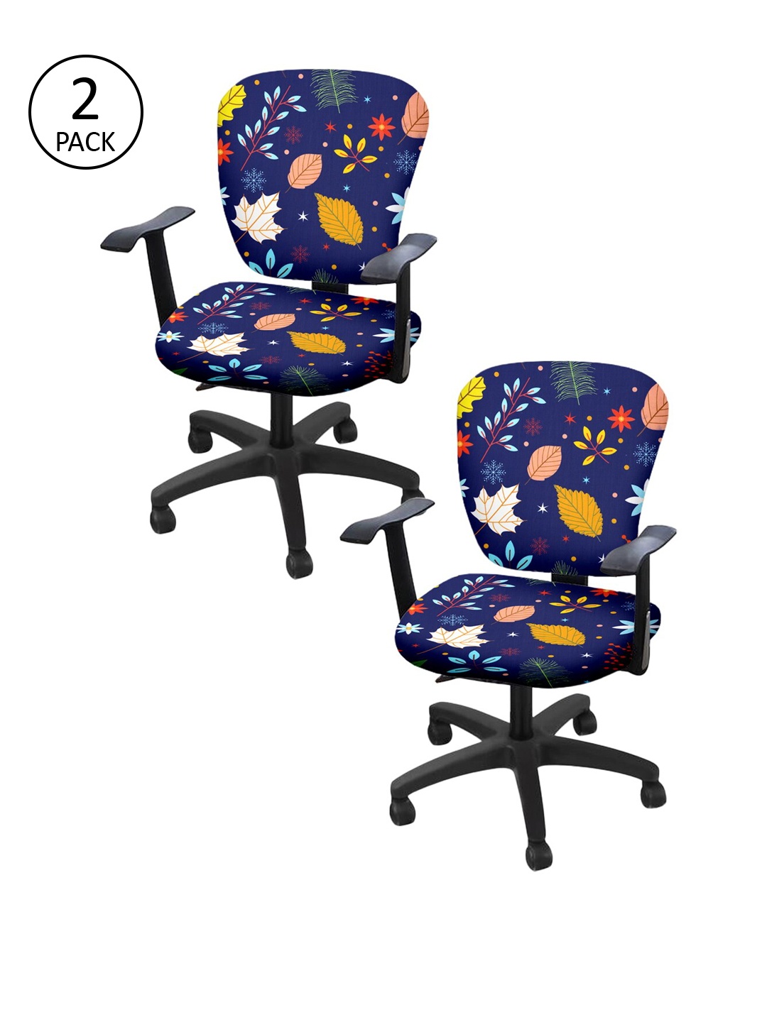 Cortina Set of 2 Navy Blue Printed Chair Covers
