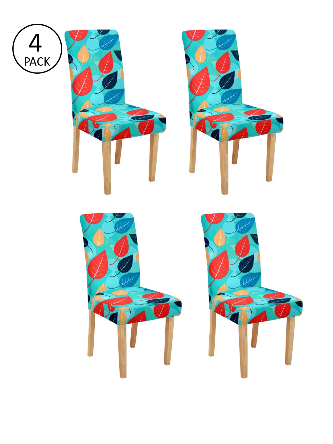 

Cortina Set Of 4 Sea Green & Orange Printed Chair Covers