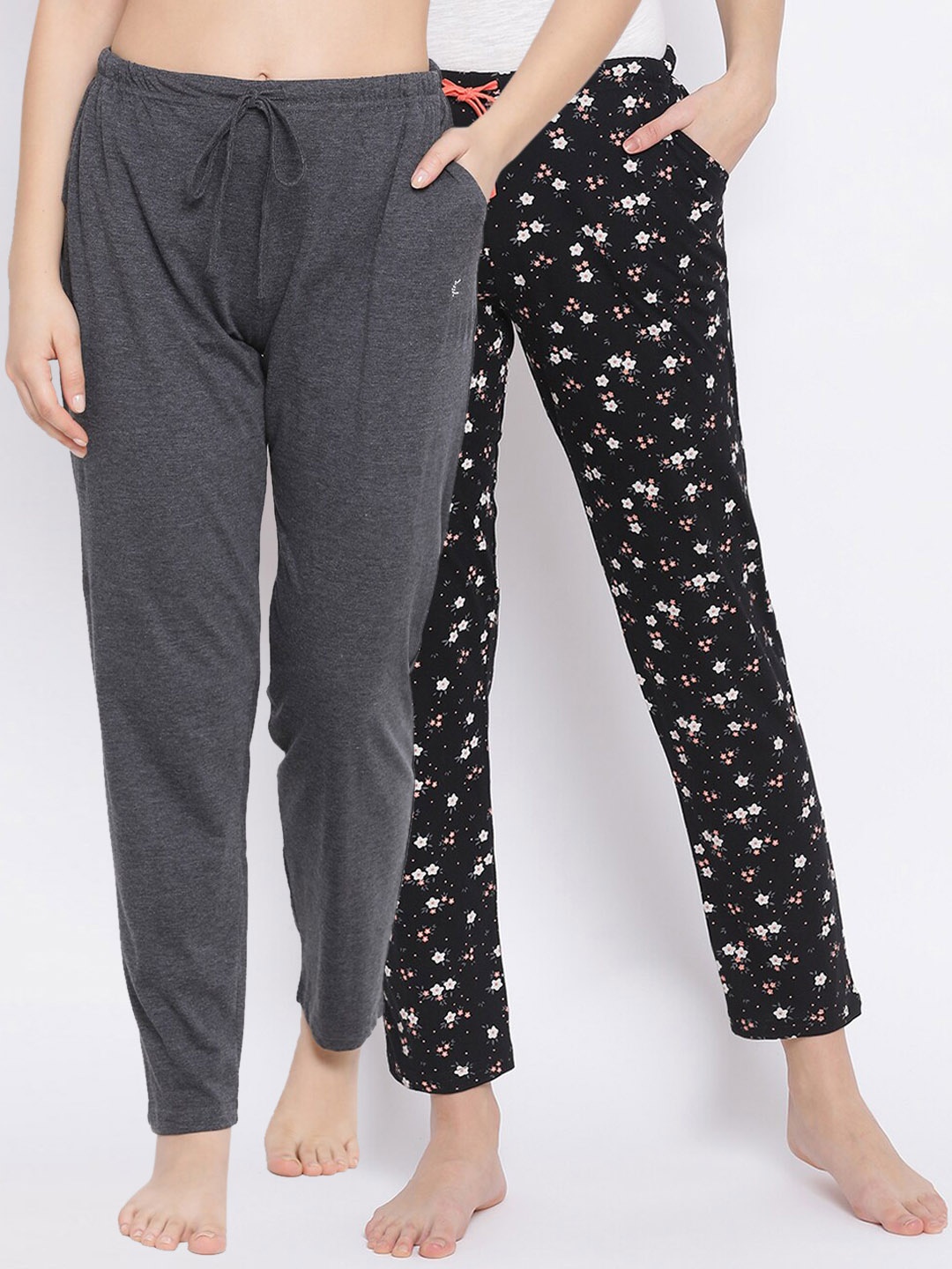 

Kanvin Women Pack of 2 Pure Cotton Lounge Pants, Charcoal