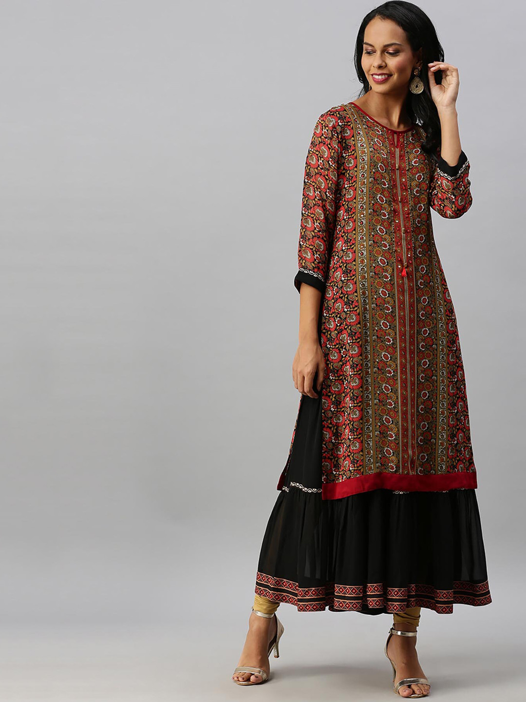 

Soch Women Multicoloured Ethnic Motifs Printed Georgette Anarkali Kurta, Multi