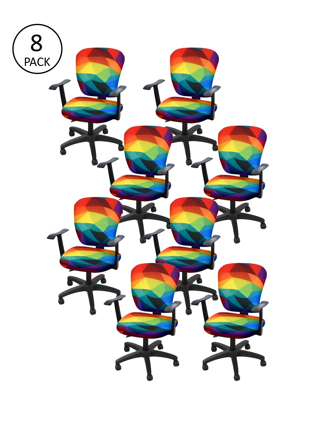 

Cortina Set of 8 Multicoloured Printed Chair Covers, Multi