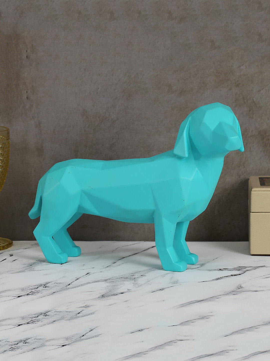 

India Circus by Krsnaa Mehta Blue Solid Dachshund Figurine Showpiece