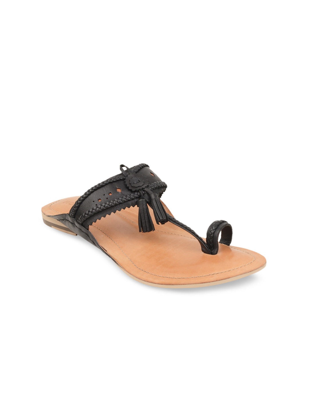 

Rocia Women Black Leather One Toe Flats