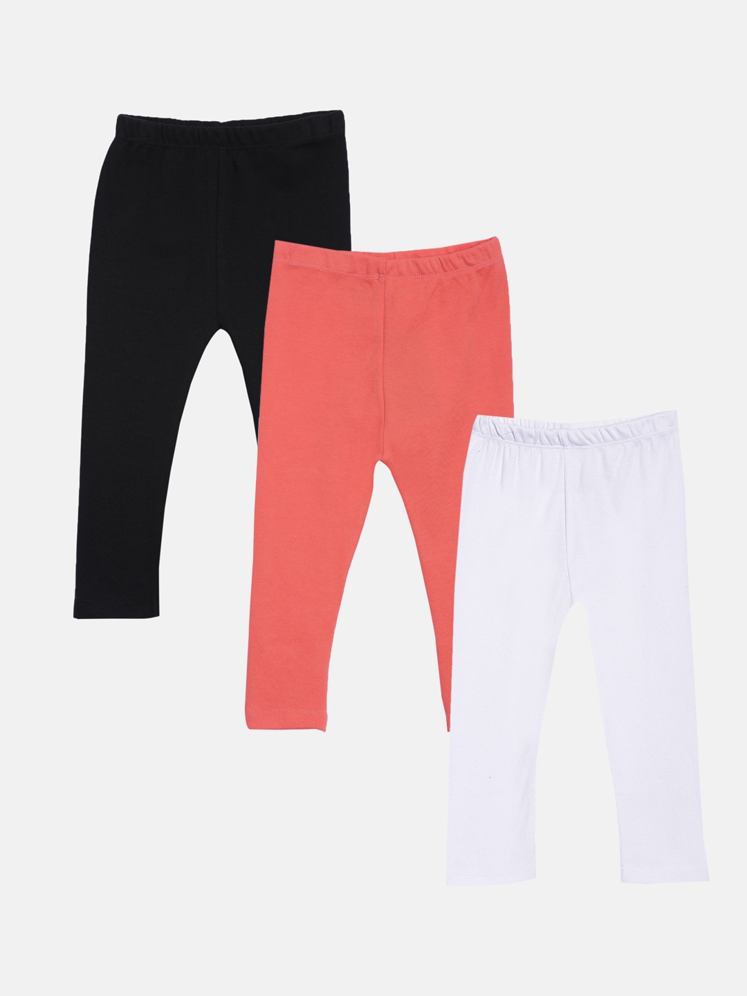 

Kryptic Girls Pack of 3 Pure Cotton Solid Ankle-Length Leggings, Black