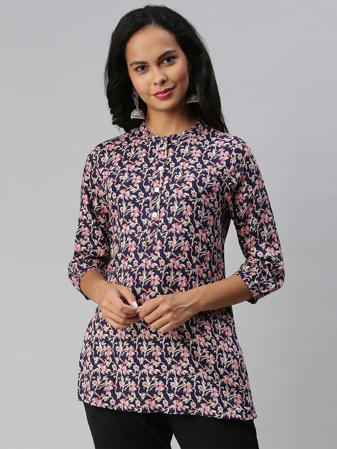 

Soch Blue & Pink Viscose Rayon Printed Tunic