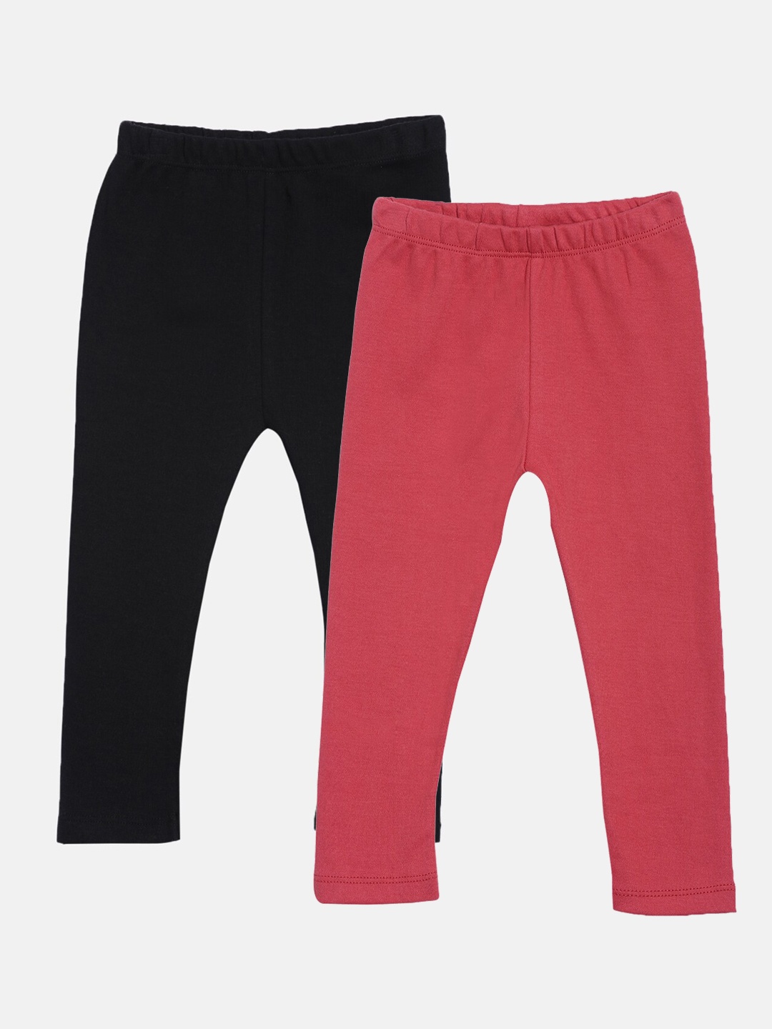 

Kryptic Girls Pack of 2 Pure Cotton Solid Ankle-Length Leggings, Black
