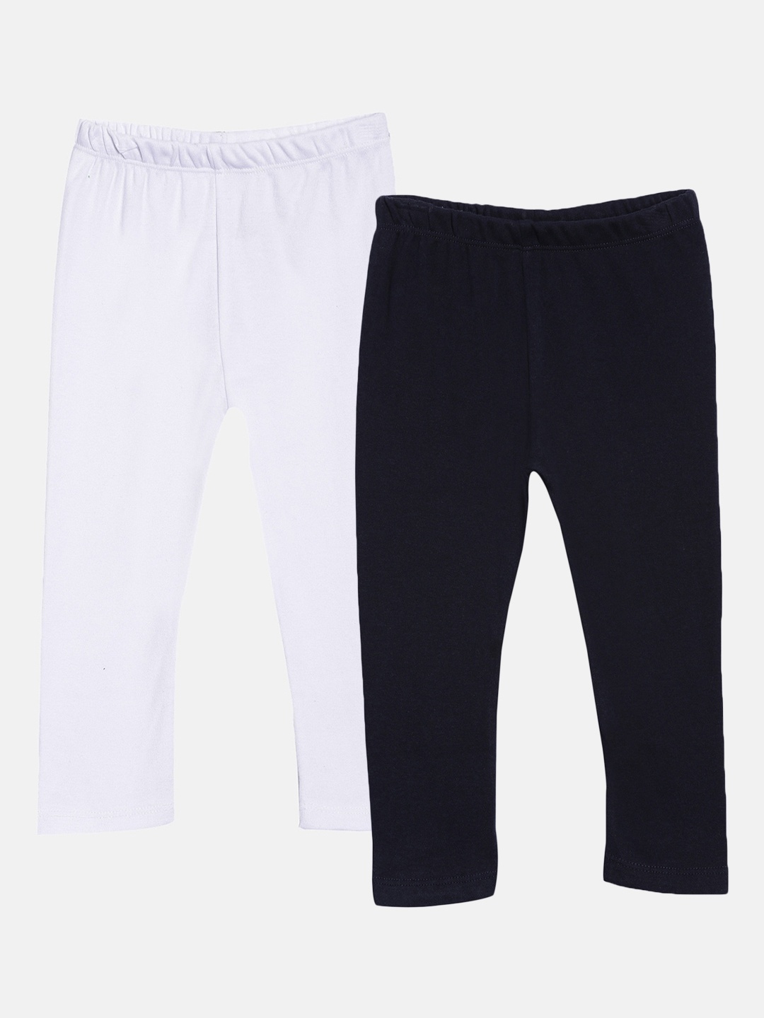 Kryptic Girls Pack of 2 Solid Pure Cotton Ankle-Length Leggings, Navy blue