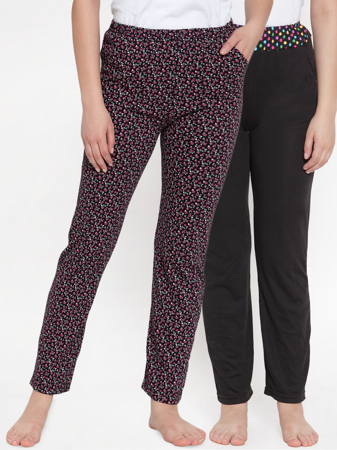 

CUKOO Pack of 2 Women Black Lounge Pants