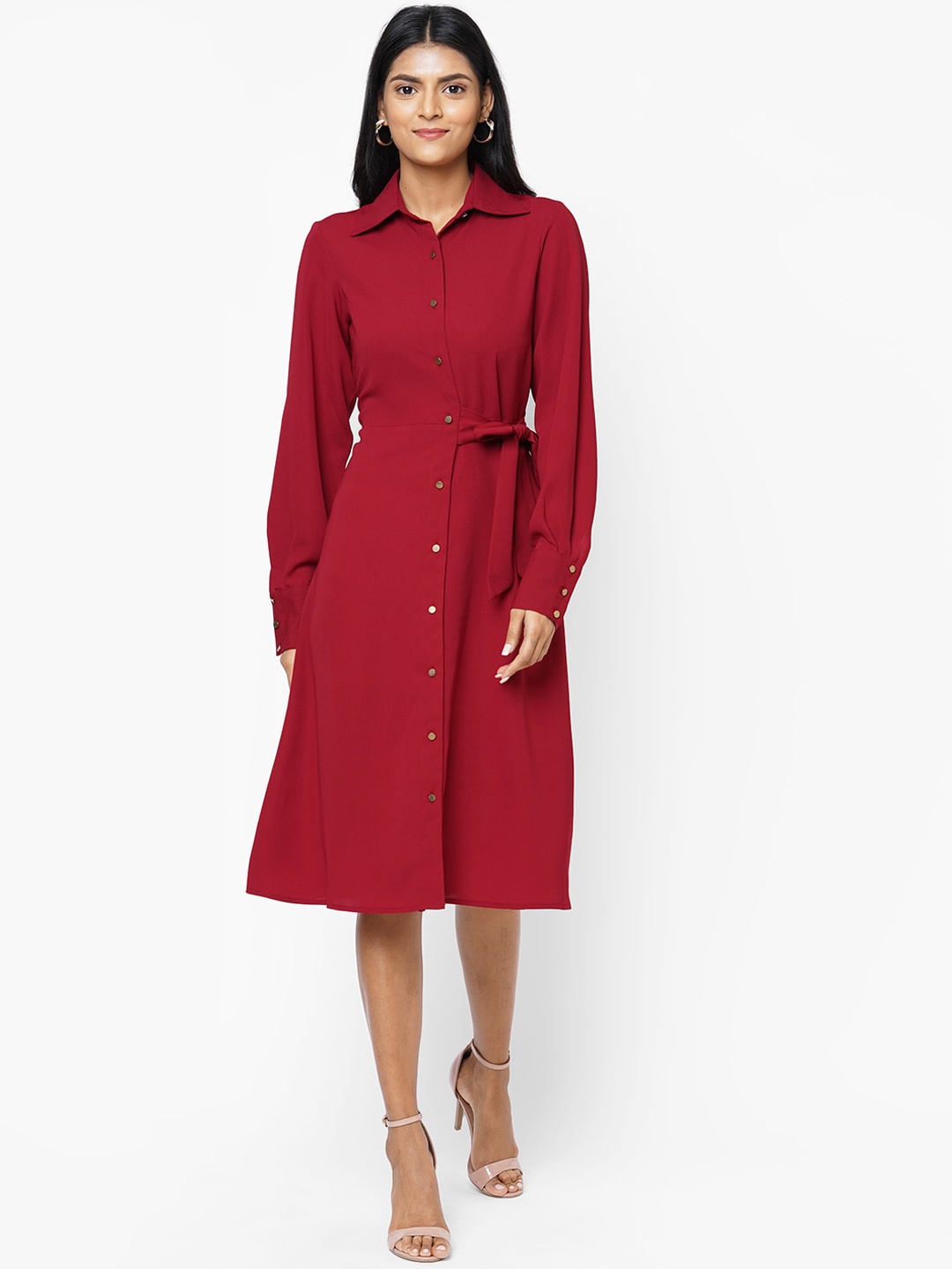 20Dresses Women Red Solid Shirt Dress