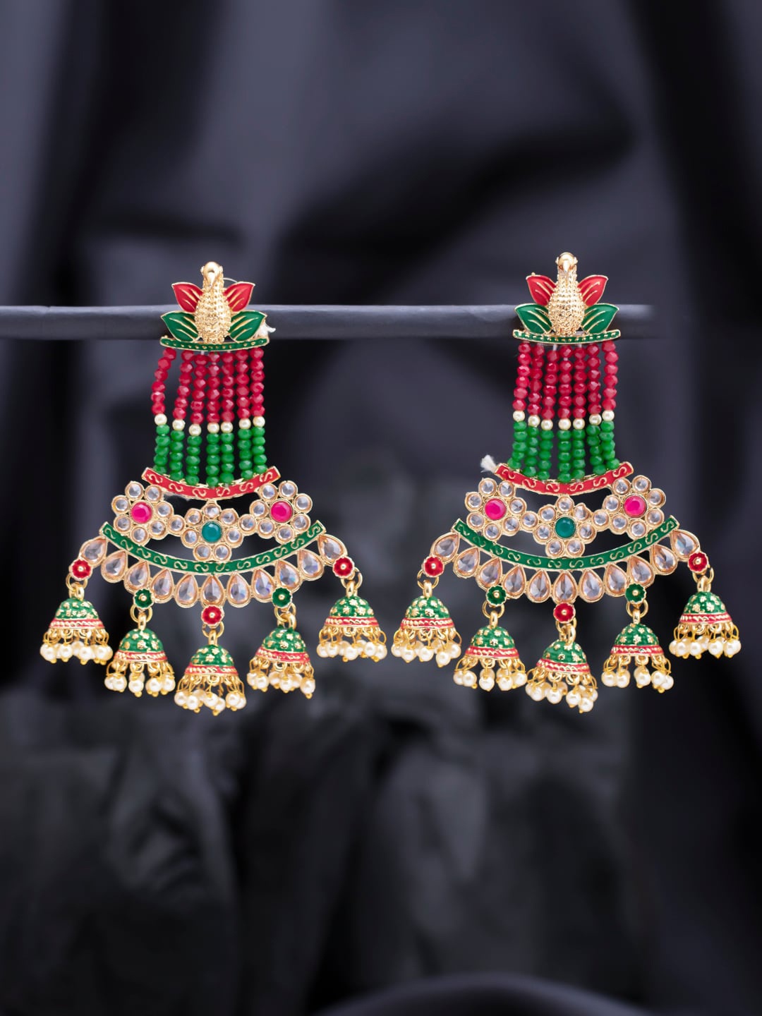 

Sukkhi Pink & Green Contemporary Jhumkas