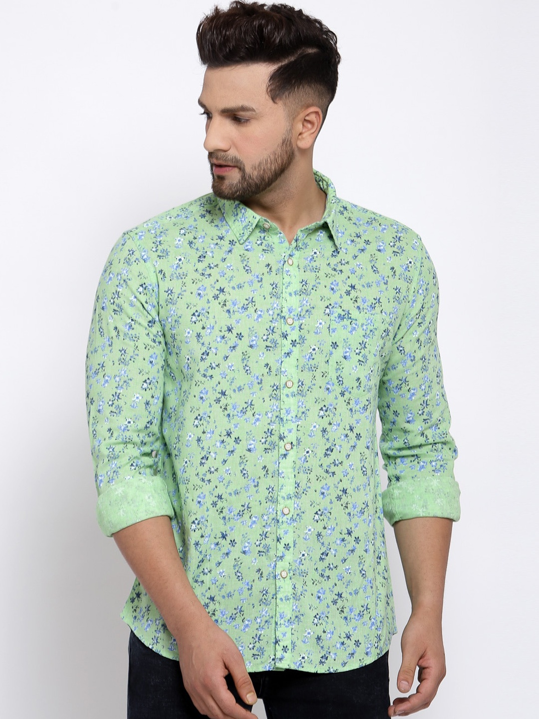 

Pepe Jeans Men Green Regular Fit Printed Casual Shirt