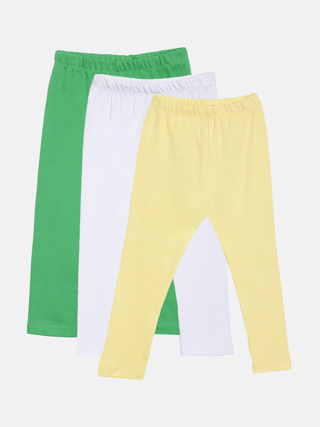 

Kryptic Girls Pack of 3 Pure Cotton Solid Ankle-Length Leggings, Green