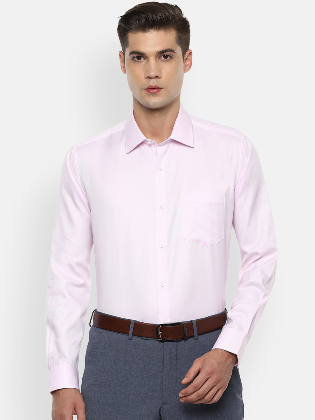 

Van Heusen Men Pink Regular Fit Solid Cotton Formal Shirt