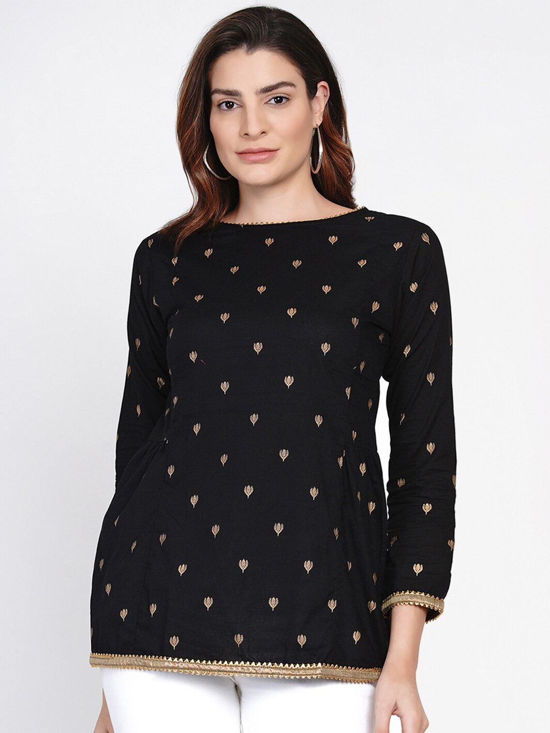

Bhama Couture Black Embroidered Tunic with Zari Detail