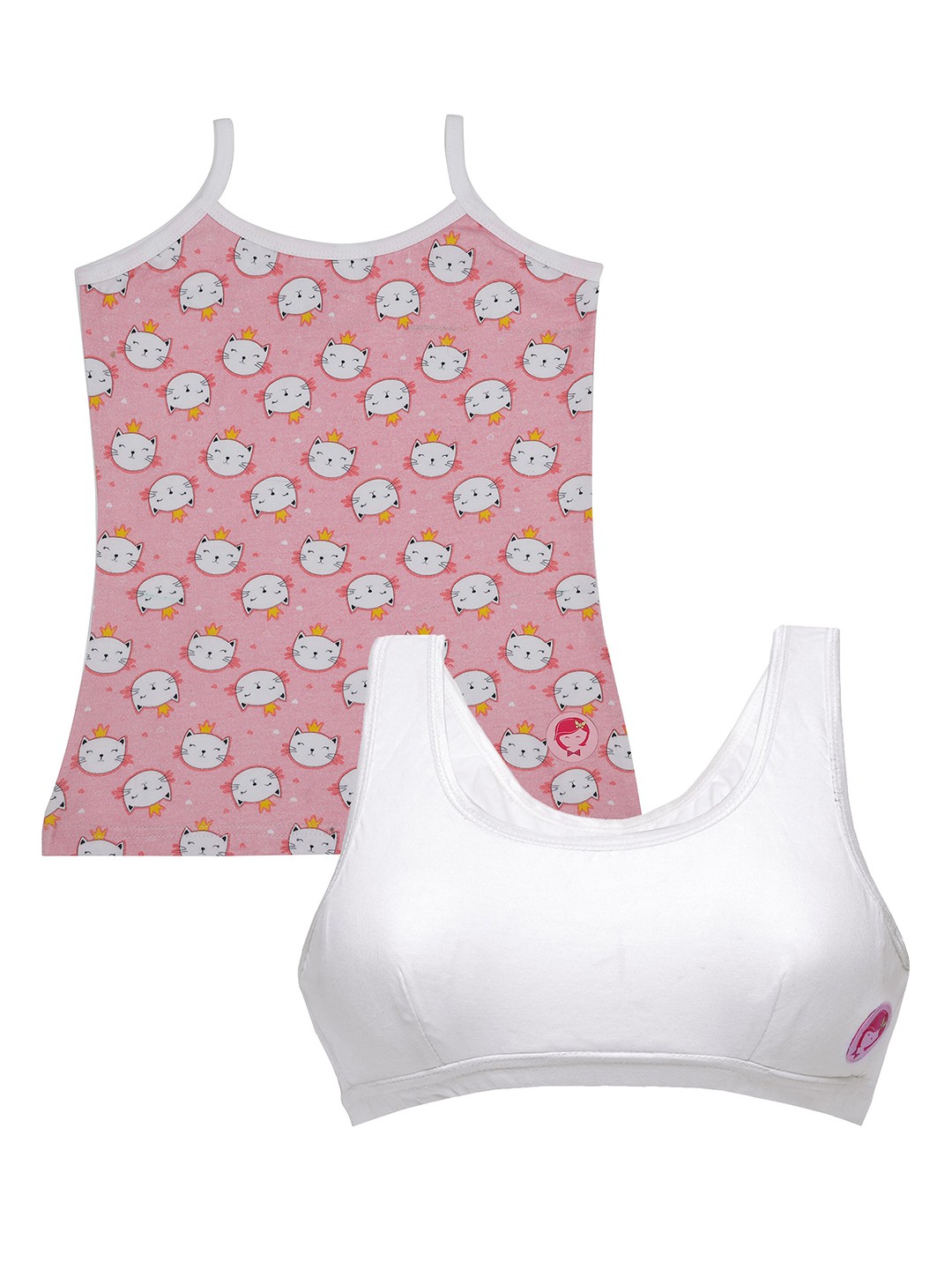 

DChica Pink & White Solid Non-Wired Non Padded Set of 2 Everyday Bra