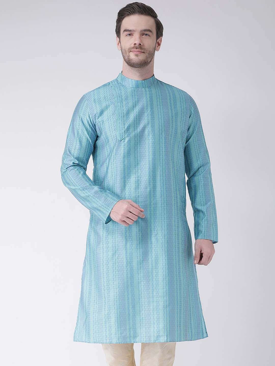 

DEYANN Men Blue Striped Kurta