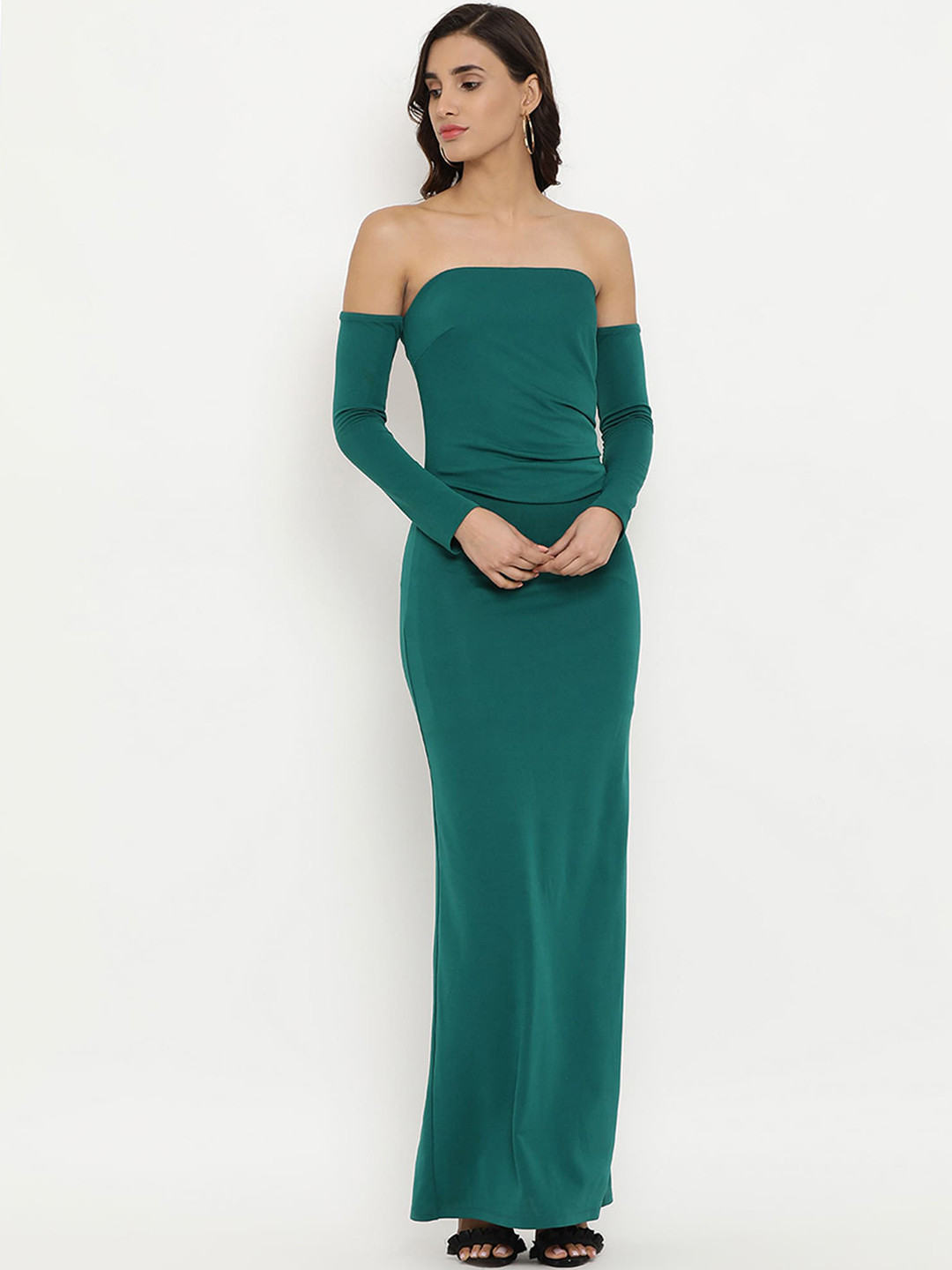 

Kazo Women Green Solid Bodycon Maxi Dress