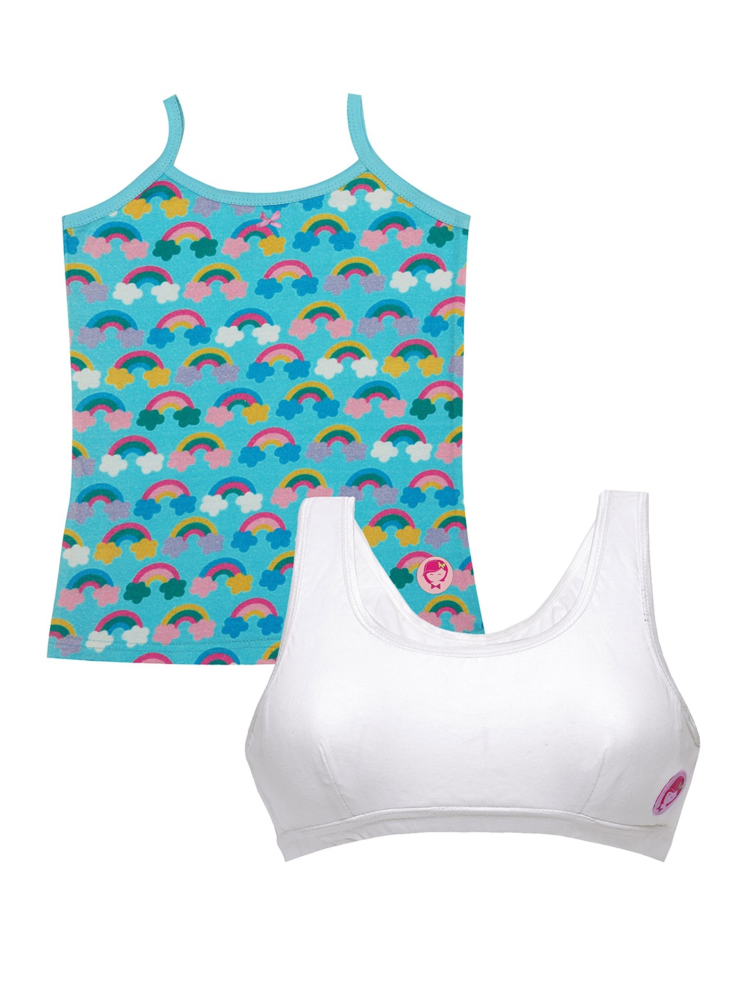 

DChica Pack of 2 Blue & White Solid Non-Wired Non Padded Beginners Bra DCCMMR6626